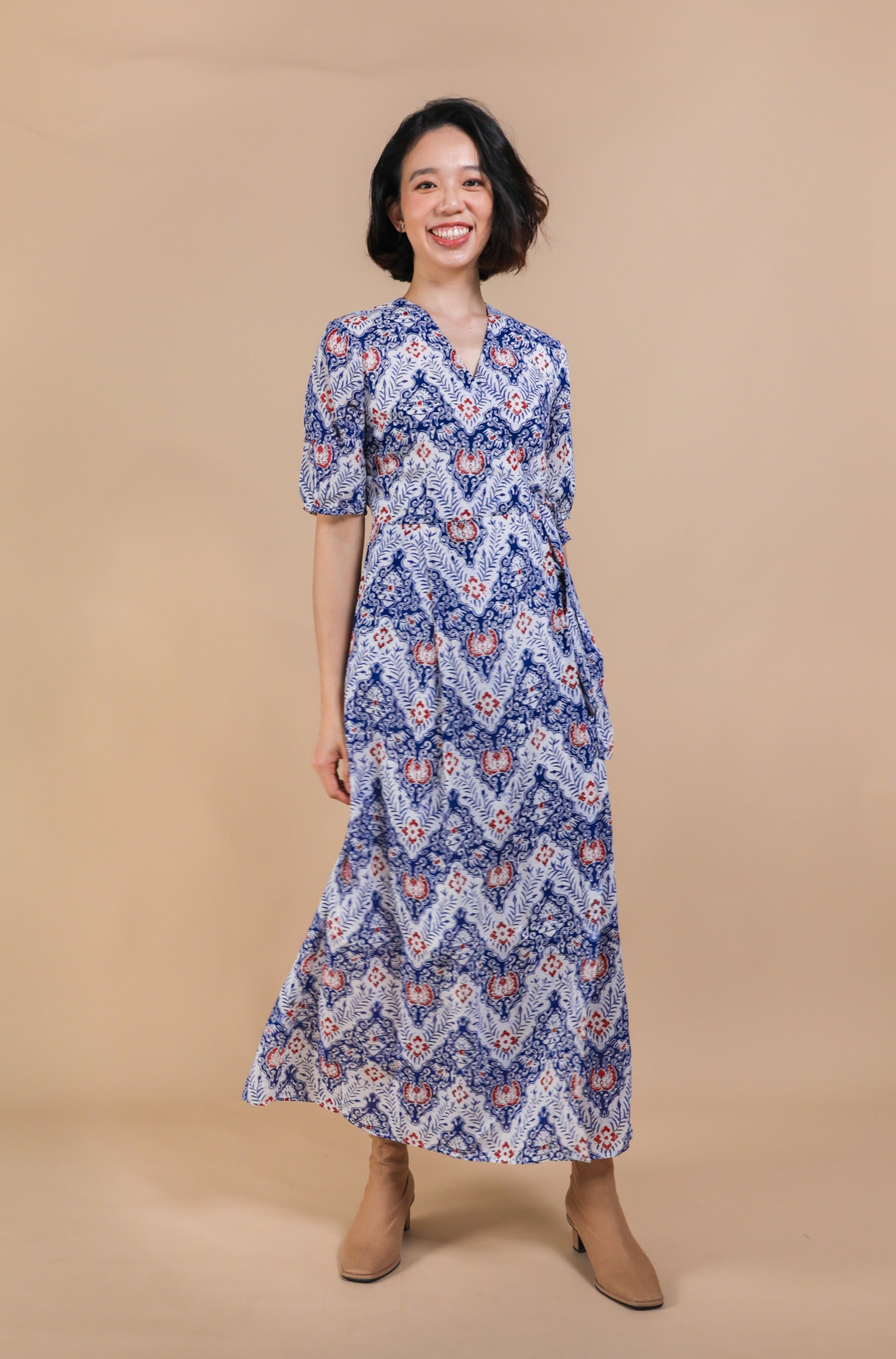 batik maxi wrap dress