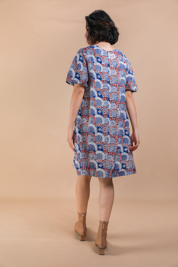 batik puff sleeves dress