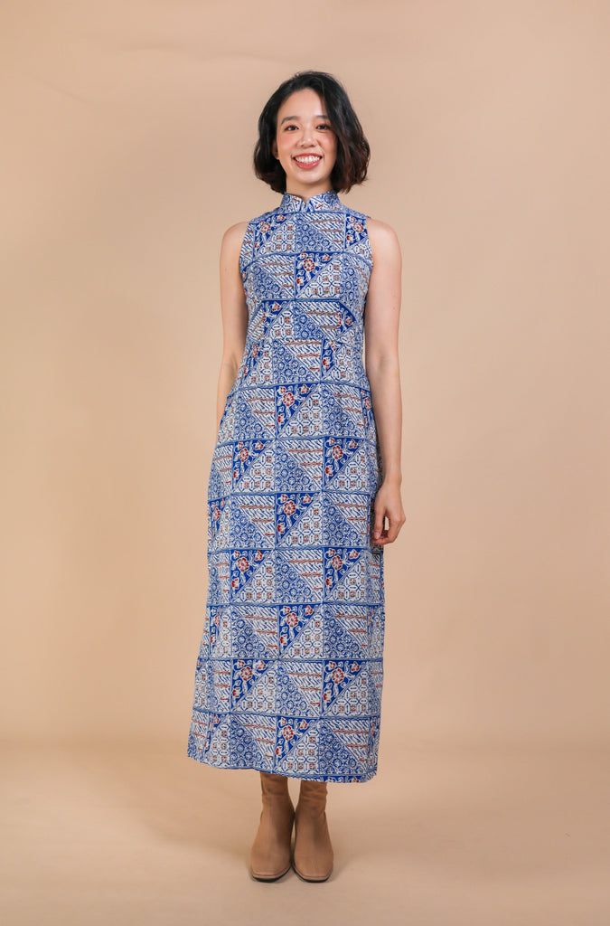 batik maxi cheongsam dress