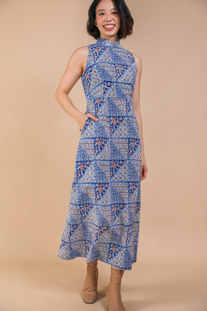 batik maxi cheongsam dress