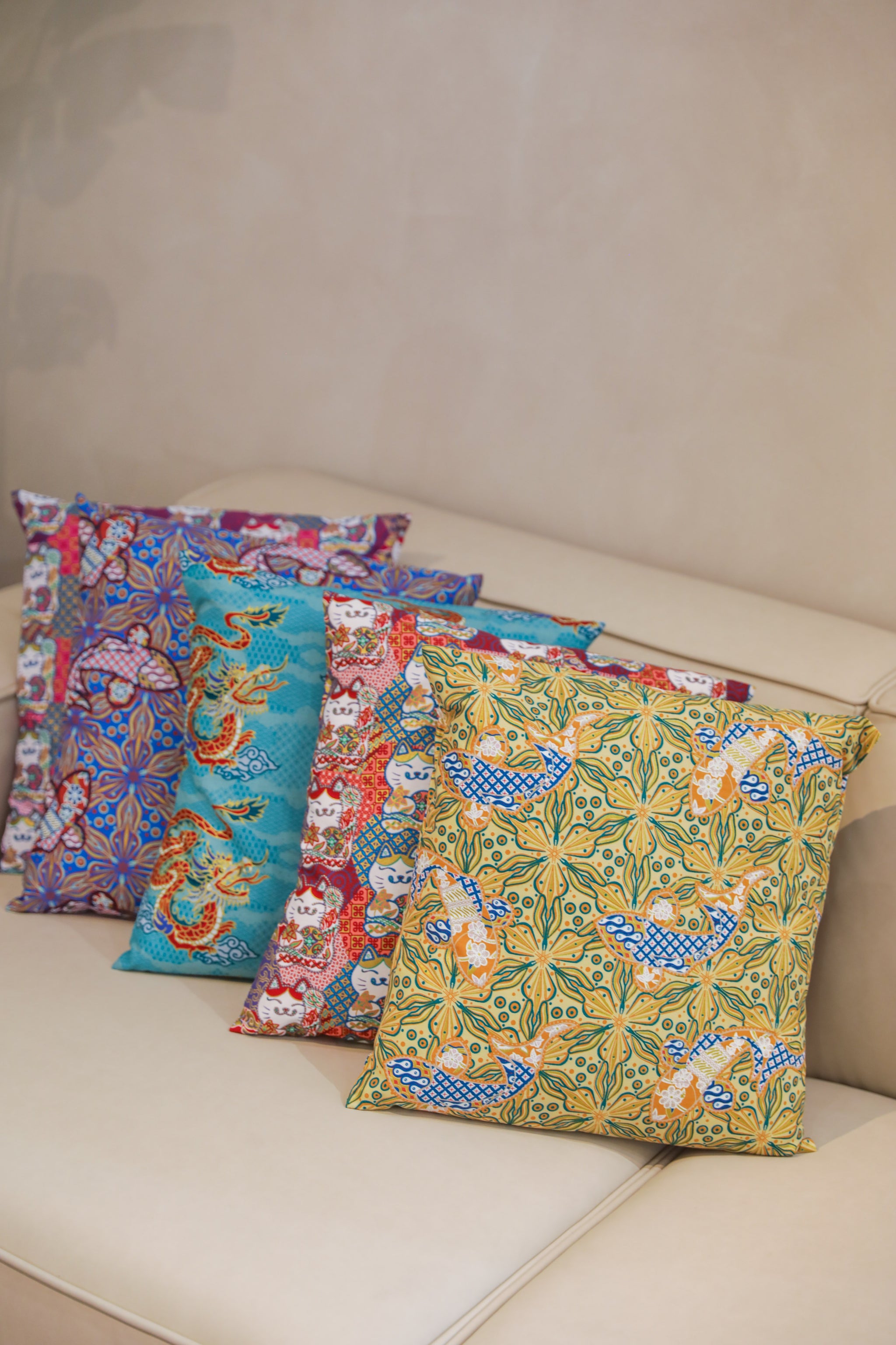 Live Colourfully Batik Cushion – YeoMama Batik - Main Image