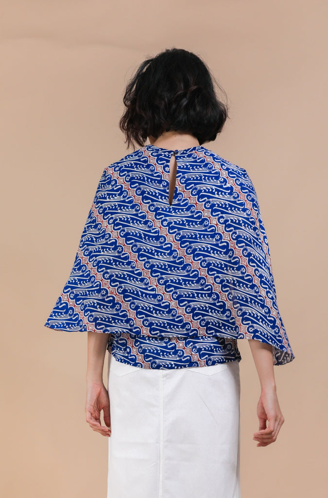 batik cheongsam cape top