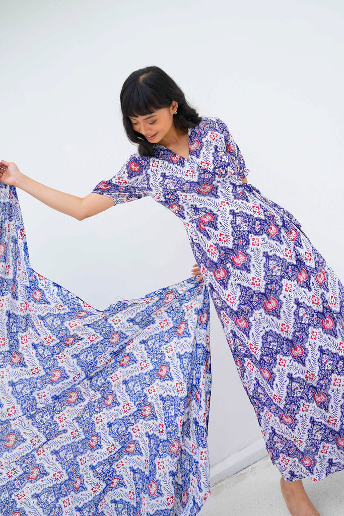 batik maxi wrap dress